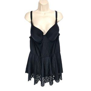 Mooncore Women Size 3XL Black Jersey Bikini Swimsuit Ruffle Built In Bra 91P